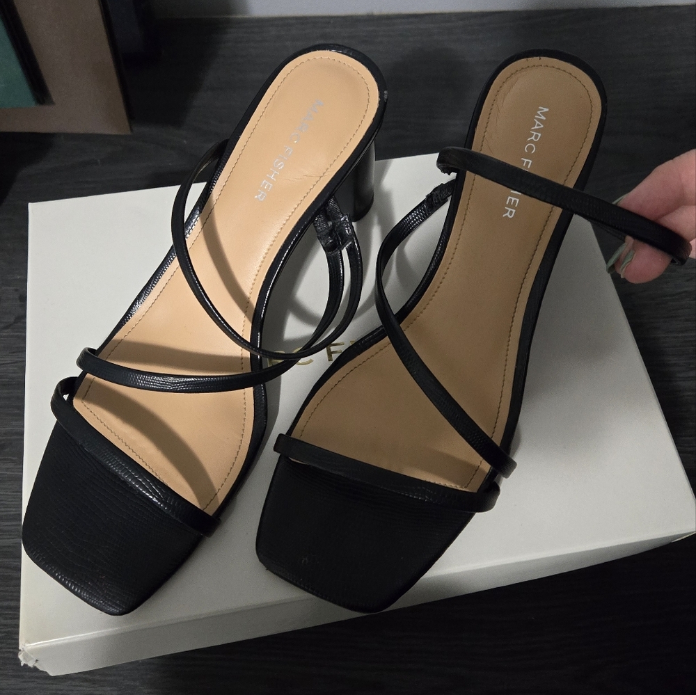 Marc Fisher Black Strappy Heels - Picture 2 of 4
